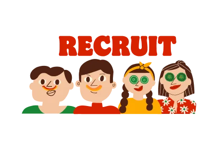 RECRUIT. 4명의 남녀 그림 이미지